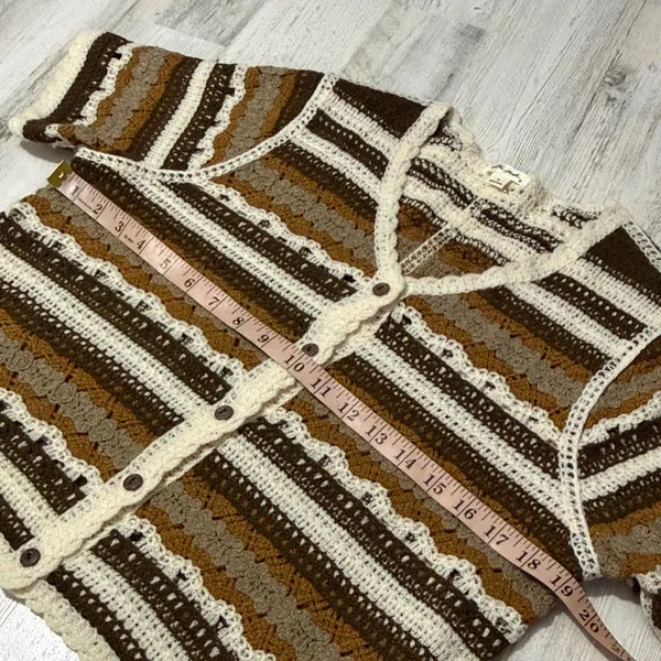 Ultra Pink Brown and Cream Striped Crochet Top - Image 9