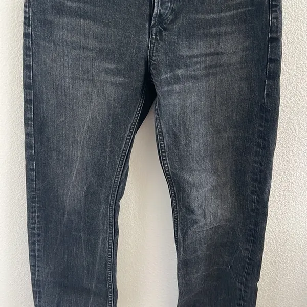 Zara Black Washed Denim Button Fly Straight Denim USA 6 - Image 5