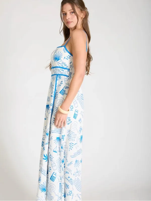 NWT Blu Pepper Blue & White Positano Coastal Print Maxi Dress – Small - Image 4