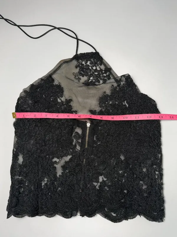 Luxe Fashion Label Black Lace Halter Neck Top with Full Back Zipper‎ - Image 4