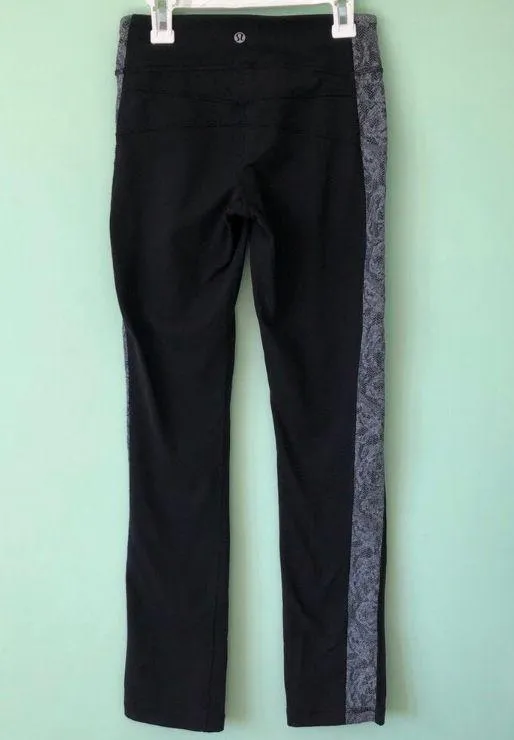 Lululemon Black & Gray Yoga Pants Full Length Leggings - Image 3