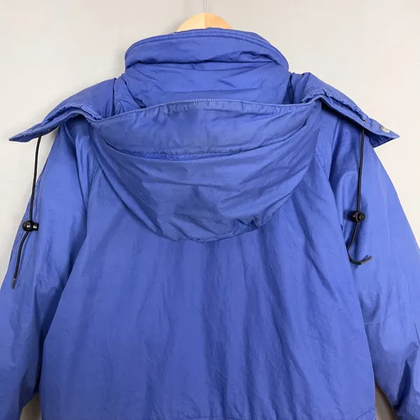 Vintage Eddie Bauer Coat Down FLAWS Women Parka Blue Hooded Winter Coat Medium - Image 5