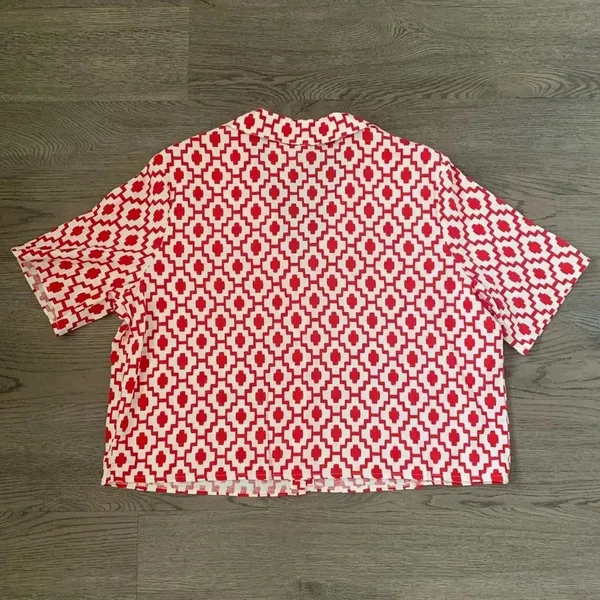 Shade & Shore™ Cropped Button-Up Short Sleeve Cover Up Top - Size XL - Red - NWT - Image 7