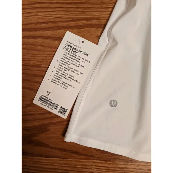 NWT Lululemon Cross Conditioning 2-in-1 Tank Built In Bra B/C Cup White Size 10 - Image 8