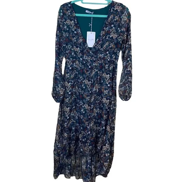 Elena Baldi Silk Floral Hi-Lo Dress Size Small - Image 3