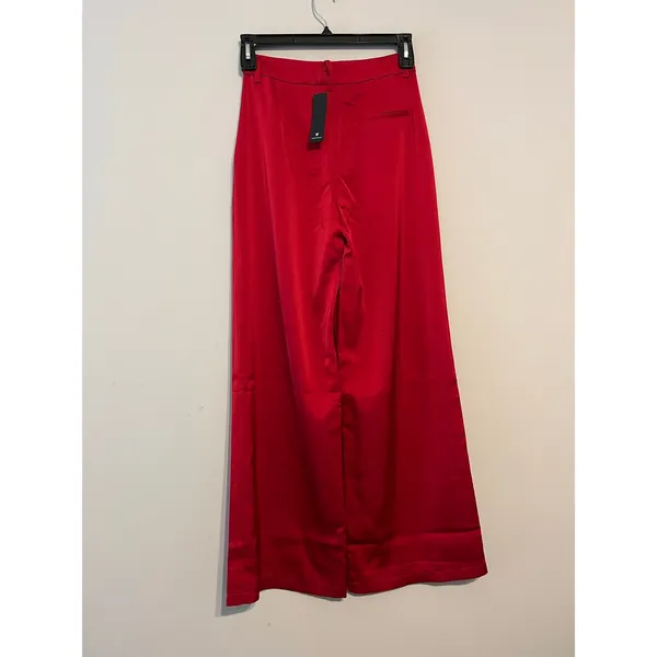 Lulus Modern Approach Red Satin Wide-Leg Pants Size Small - Image 9