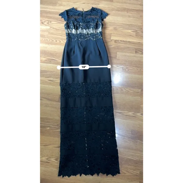 Bronx & Banco Black Lace Maxi Dress Cap Sleeve Formal Cocktail Size S - Image 4