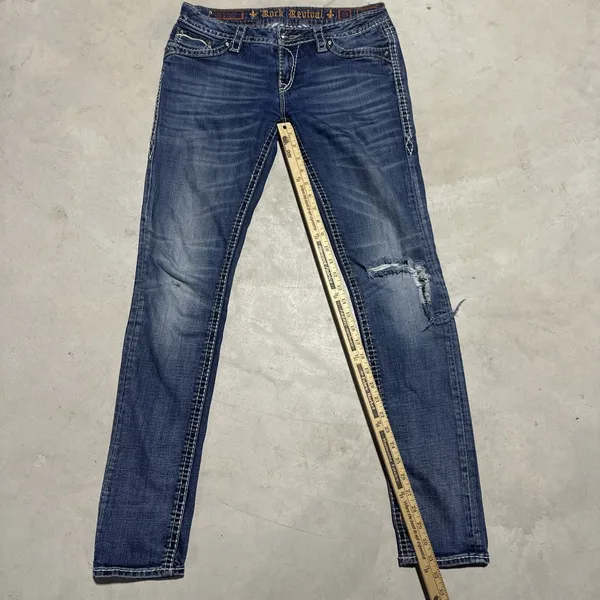 Rock Revival Kelly Skinny Women's Jeans SZ 29 Flap Pockets Boot Denim Thick - Image 5