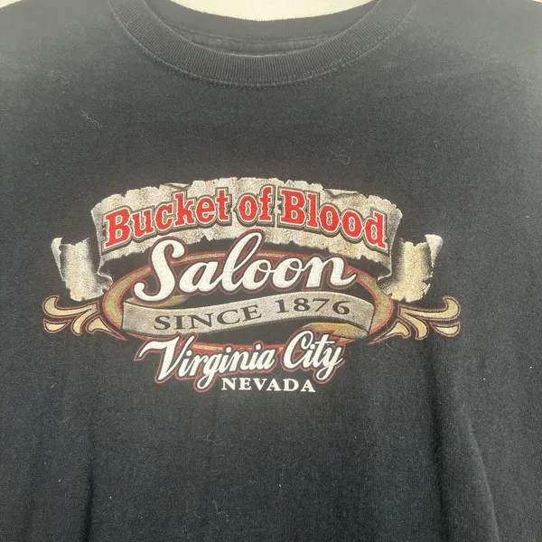 Fruit of the Loom Bucket of Blood Saloon Virginia City Nevada Graphic Tee Medium - Image 2