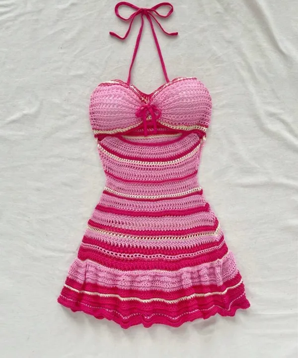 Knit pink dress Size M - Image 2