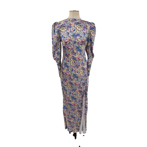 Elliatt Mackenzie Floral Puff Sleeve Cutout Back Maxi Dress Multi NWT Size Small - Image 3