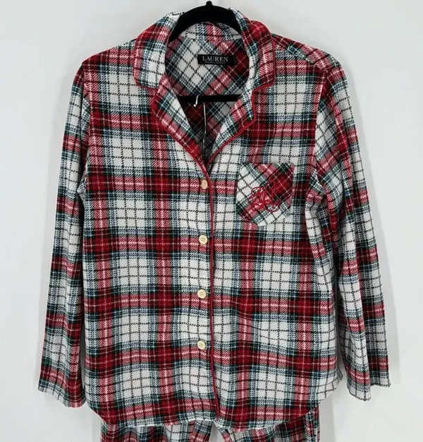 Lauren Ralph Lauren 2-Pc. Fleece Pajamas Set, Plaid, Size S holiday classic - Image 3