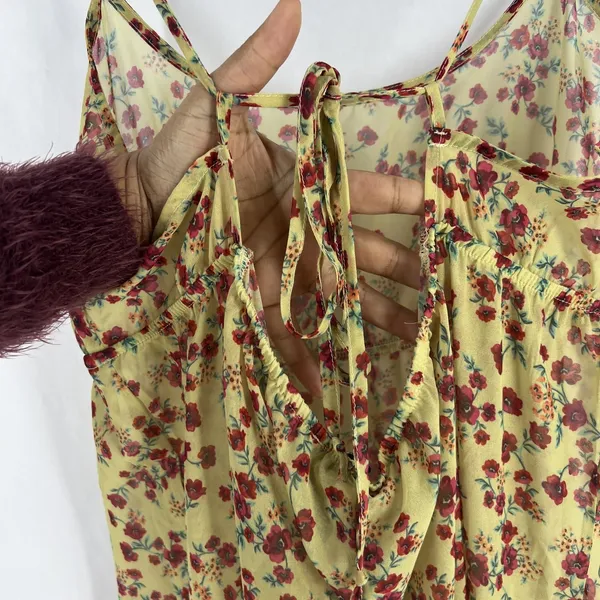 Beach Riot Malia Maxi Dress Womens Large Yellow Floral Back Tie Spaghetti‎ Strap - Image 6