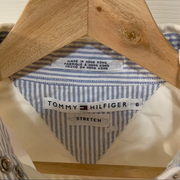 NWOT Tommy Hilfiger Contrast-cuff Snap up Collared Shirt - Image 2