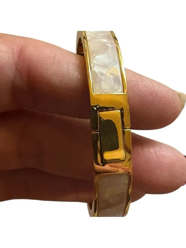 Kate Spade Gold & White Mother of Pearl Bangle Bracelet One Size - Image 5