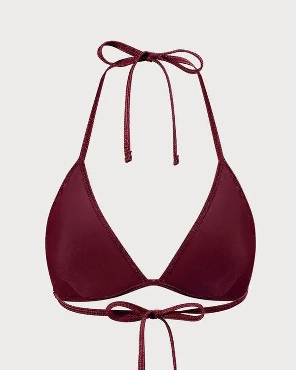 BERLOOK Burgundy Crochet Halter Triangle SET 55 Red - Image 7