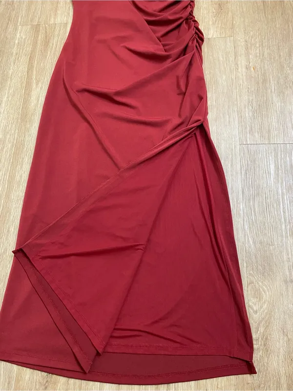 Abercrombie & Fitch Wine Knot-Shoulder Midi Dress - Image 5