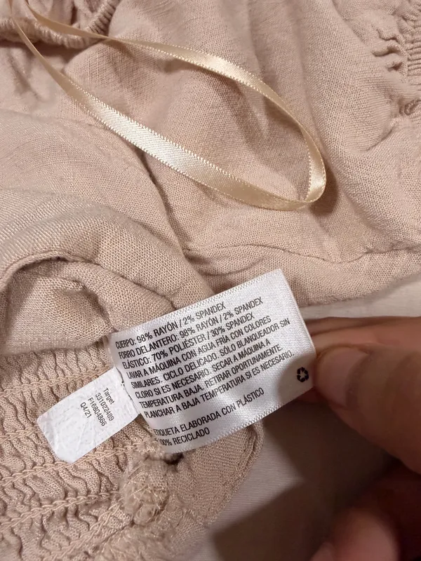 wild fable Beige Ruched Halter Puff Sleeve Crop Top - Image 7