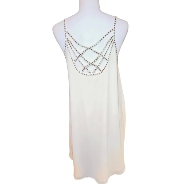 White Beaded Cage Back Mini Dress Womens Size Medium Cream‎ NWT Summer Cocktail - Image 3