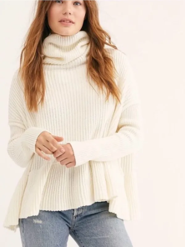 Free People Layer Cake Turtleneck Sweater Cream Size XS - Image 16