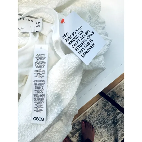 ASOS Women's White Strappy Textured Sleeveless Mini Dress Ruched 6 NWT - Image 9
