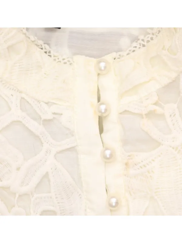 Aqua Womens Button Front Lace Flutter Sleeve Top IBO26550 Ivory Off White XXL - Image 6