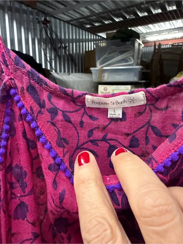 Poupette St. Barth Pink and Purple Floral Tiered Mini Dress - Image 3