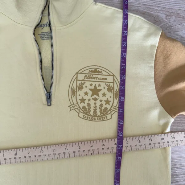 Taylor Swift Small Folklore Quarter‎ Zip Pullover Yellow - Image 8