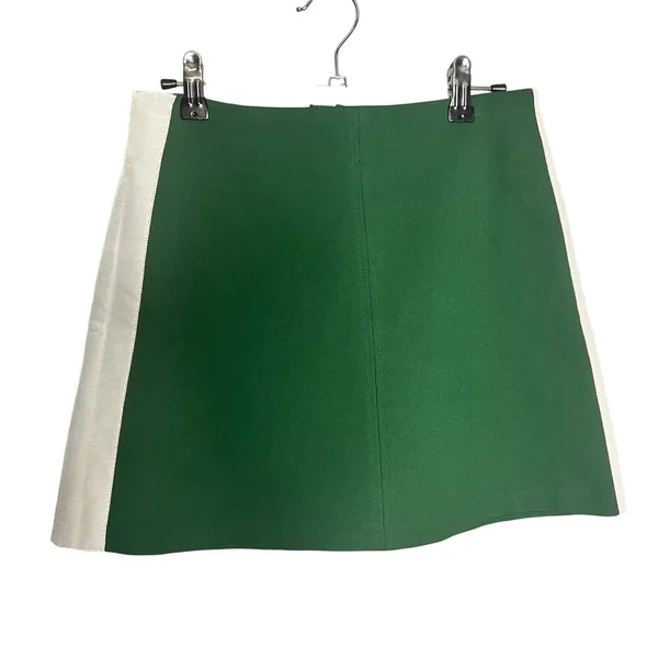 NWT Anthropologie Maeve Mod Mini Skirt Size‎ XS Green White - Image 4