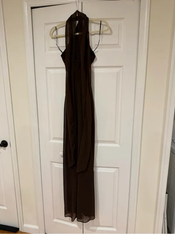 Amanda Uprichard Cocoa Halter Ashton Maxi Dress - Image 6