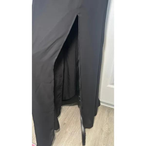 Birdy Grey Melissa Small Convertible Black Chiffon One Shoulder Bridesmaid Dress - Image 4