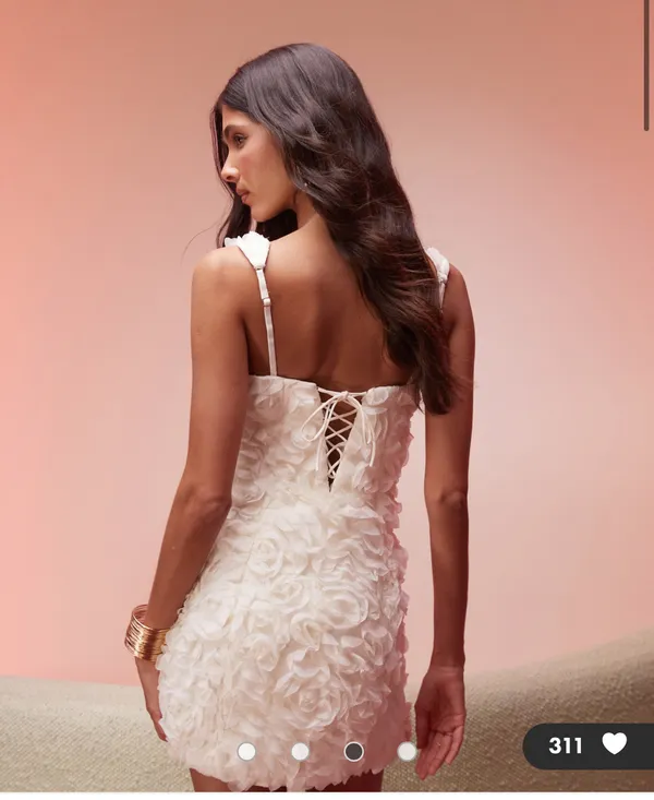 Oh Polly Posy floral-applique corset mini dress in white - Image 2