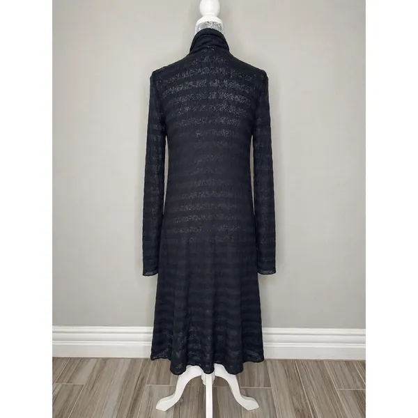 FREE PEOPLE Black Navy Striped Sweater Maxi Cardigan Duster 100% Cotton XS - Image 4