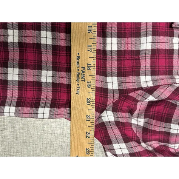 LL Bean Shacket Womens M‎ Plaid Fleece Lined Button Up Flannel Camp Outdoors - Image 3