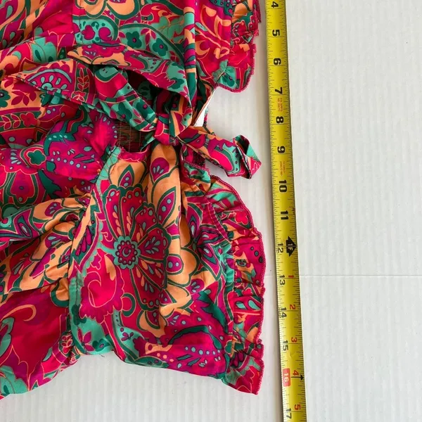 Floral Tube Crop Top Strapless‎ Tie Front Boho Pullover Bandeau Size M - Image 8