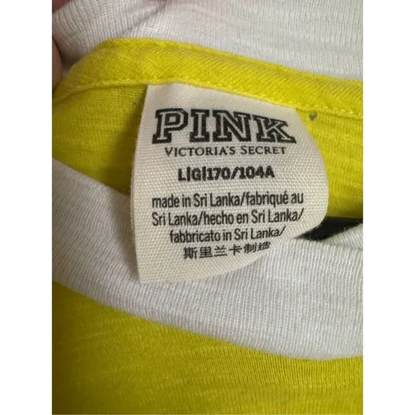 PINK Victoria's Secret 100% Cotton Womens Yellow Logo Campus Shirt sz L Everyday - Image 4