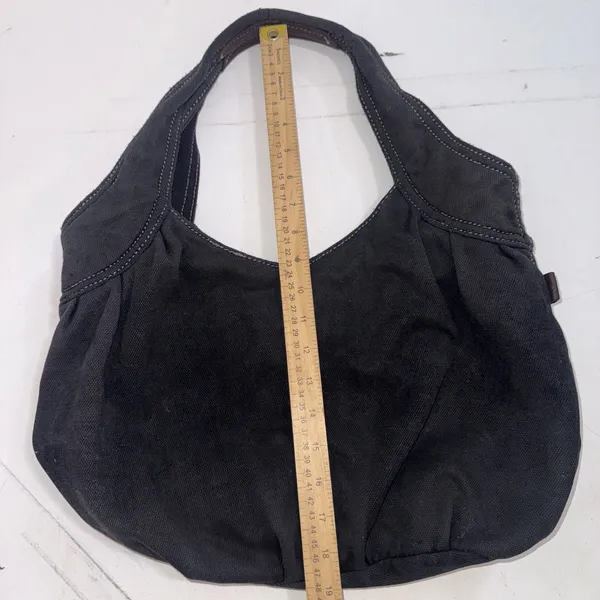Vintage 2000s Y2K American Eagle Black Gray Canvas Boho Hobo Shoulder Bag Purse - Image 9