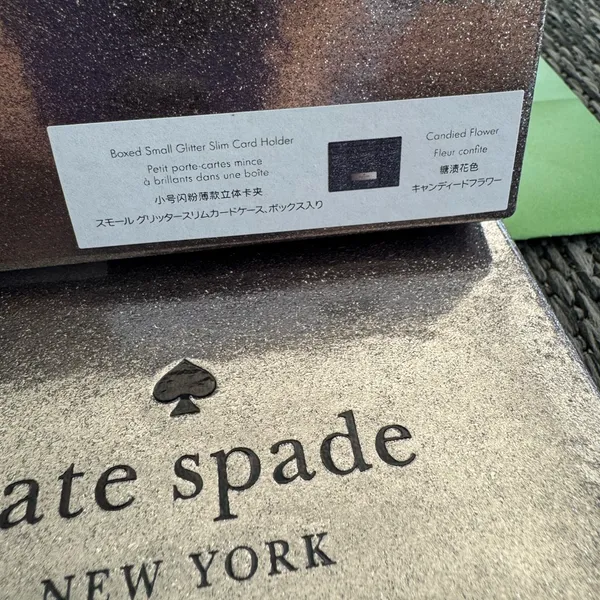 Kate Spade Card Holder Kenzie Metallic Saffiano Lunar NWT Bag Sparkle Silver - Image 6