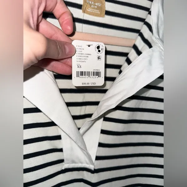 NWT FREE PEOPLE Jackson Rugby Midi Dress - Ivory Combo $98 MSRP - Image 4
