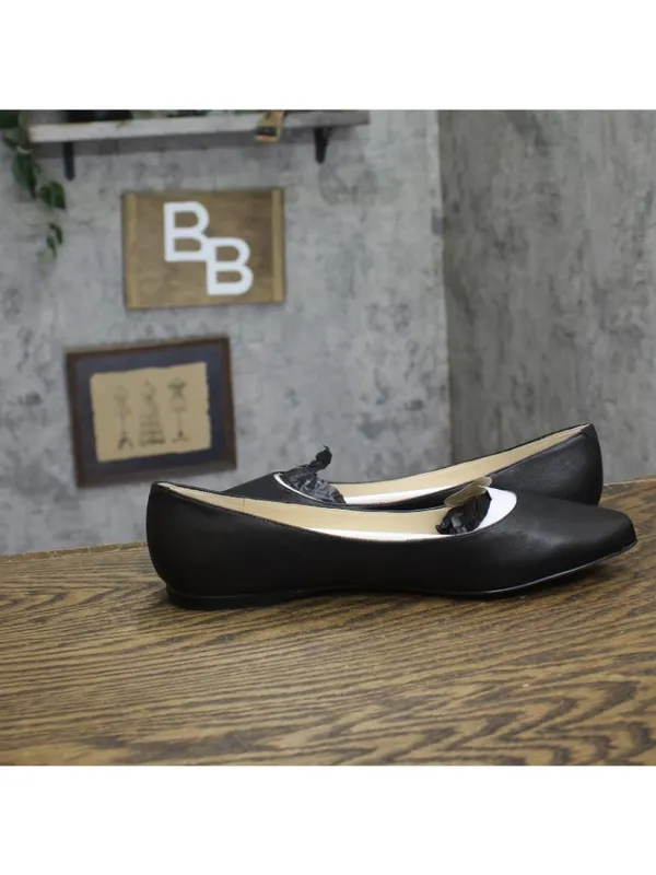 Nine West Womens Speakup Point Toe Flats Leather 25001239 Black Leather 11W - Image 6