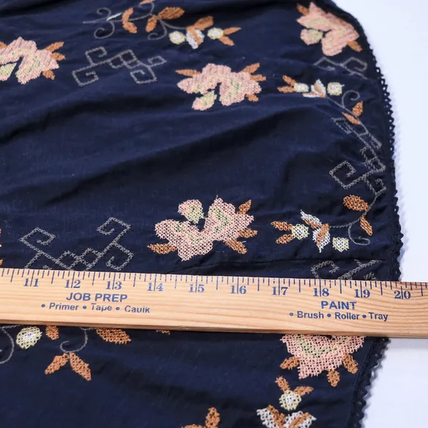 Free People Embroidered Swing Tank Top Women XS Navy Blue Floral Open Back Boho - Image 10