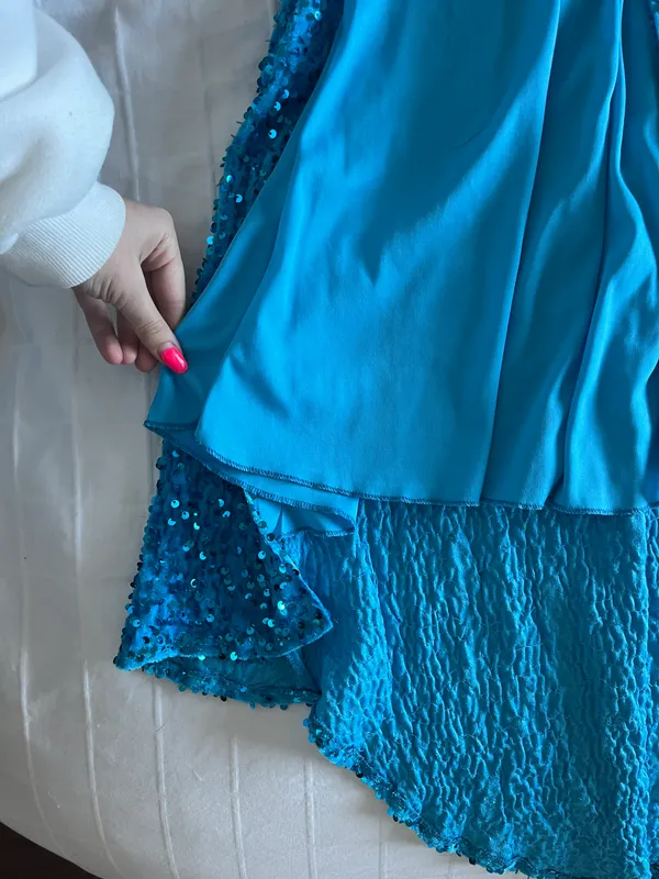 Blue Sequence Prom Dress Size 8 - Image 3