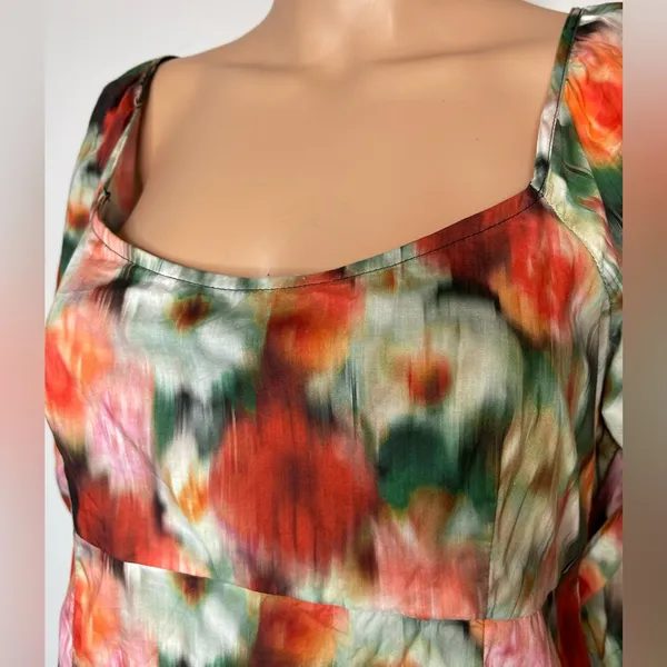 J CREW Squareneck Top size 8 Liberty Hazy Days Floral Tie Back Puff Sleeves - Image 4