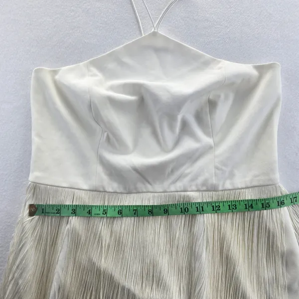Aidan Mattox Ivory Fringe Halter Dress Party Cocktail‎ Mini Sleeveless Size 14 - Image 13