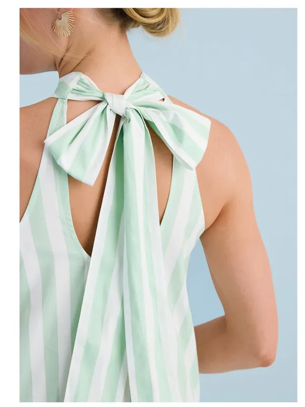 crown & ivy Mint and White Striped Halter Maxi Dress - Image 3