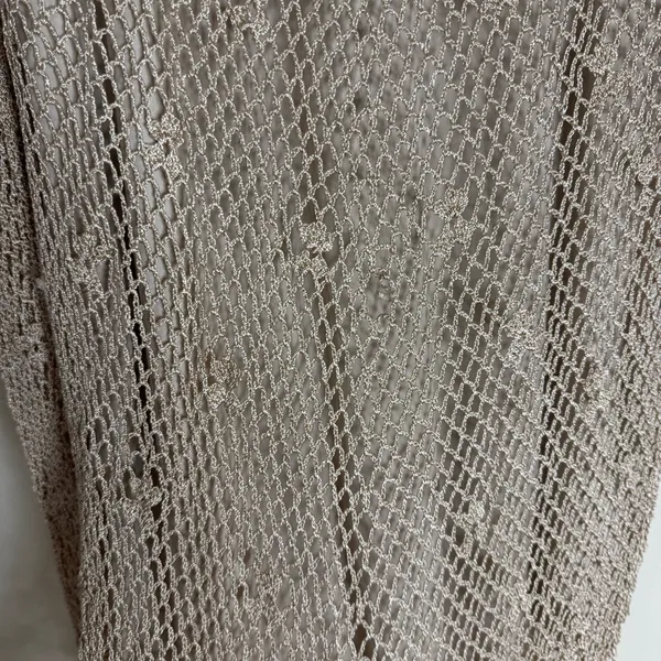 R & M Richards Y2K Beige Crochet Knit Fairycore Long Sleeve Top with Sequins Size L Festival - Image 11