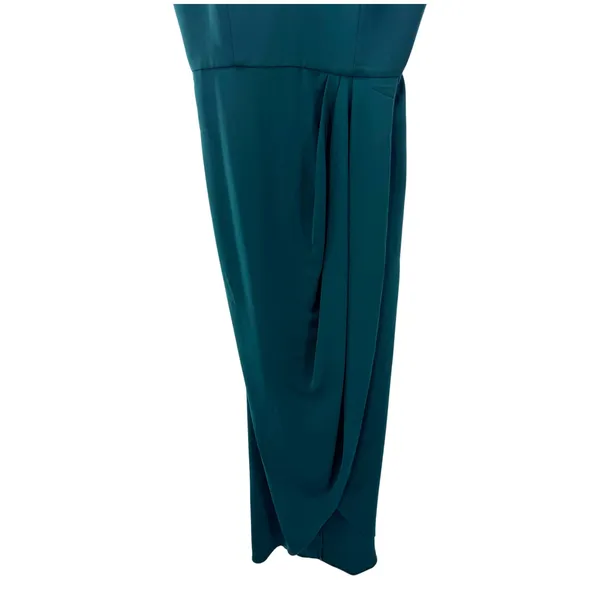 Shona Joy Core Cocktail Draped Midi Dress Emerald Green Wedding Guest Size 8 US - Image 5