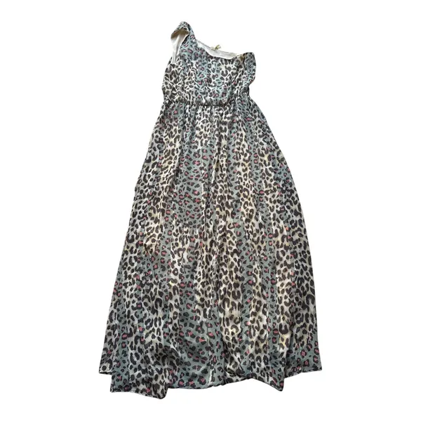 Audrey 3+1 Womens Leopard Print One Shoulder Maxi Dress Sage Green DH6600 Medium - Image 2