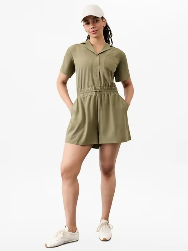 Athleta L Avenue Romper Olive Branch Large Regular - Image 6