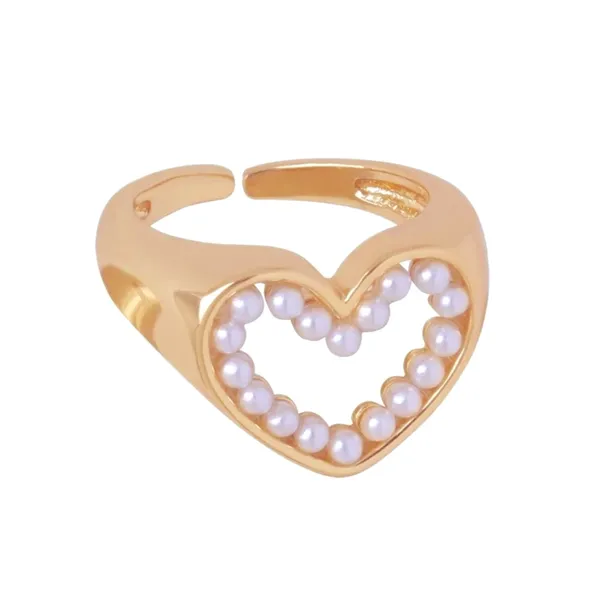 NWT PRETTY SOLID PEARL HEART RING, 18k‎ YELLOW GOLD OVER STERLING SILVER RING - Image 7